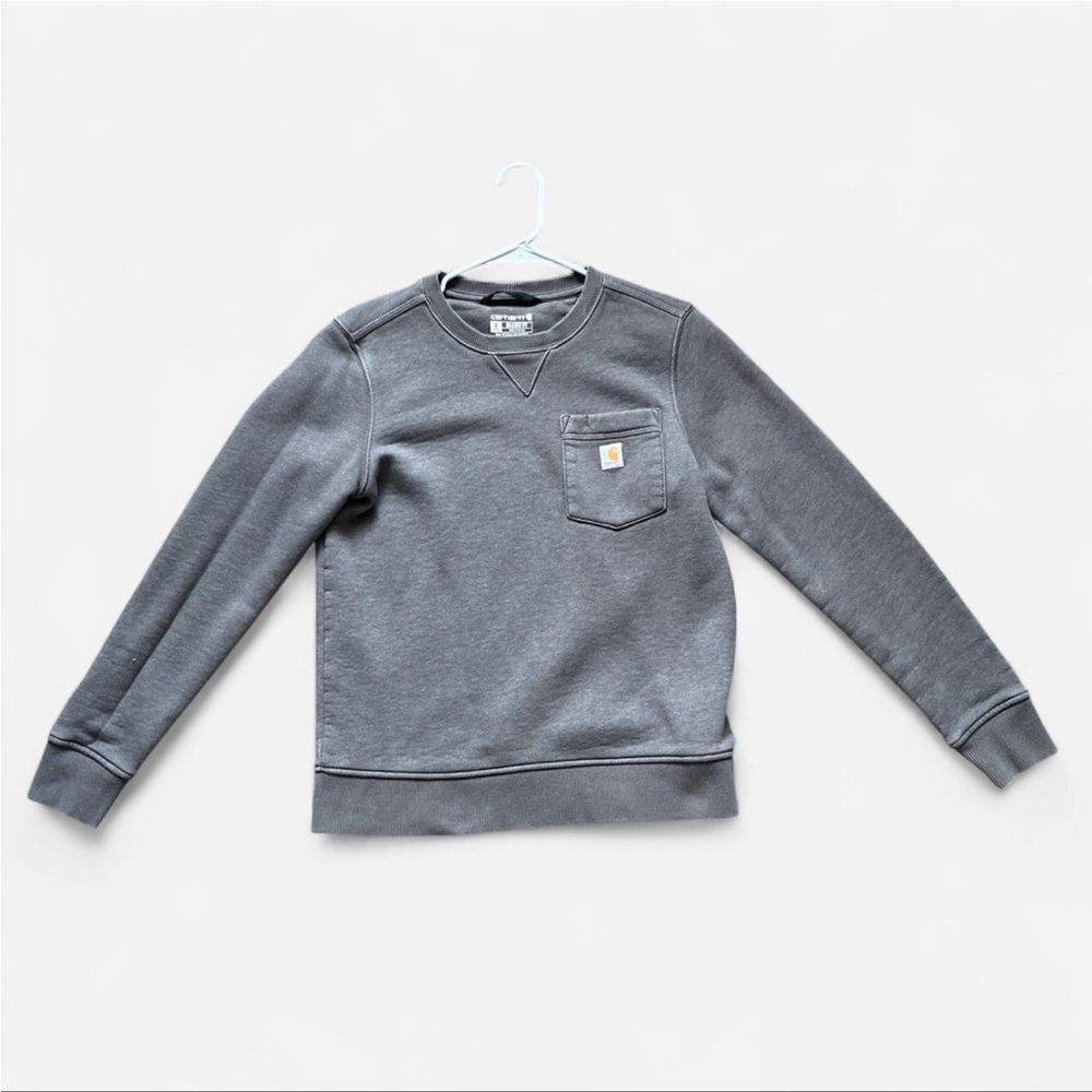 Carhartt Charcoal Crewneck Sweatshirt with Chest Pocket Detail